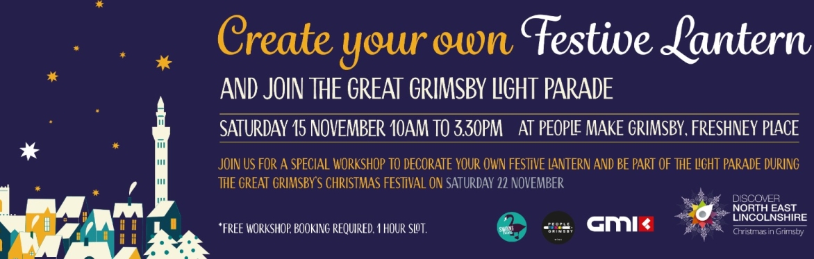 Branded event title that includes timings and locations, the background is shaped by the town landscape.