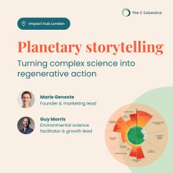 Poster with speaker headshots promoting training on planetary science communications
