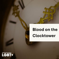 A dark and ominous image of a clockface with the text Blood On The Clocktower.