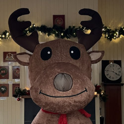 Rudolph the reindeer welcomes visitors to the railway!