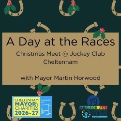 A poster stating the event name and details with a green and gold colour theme and the logos of the charities