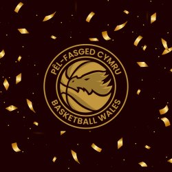 Picture of a gold Basketball Wales logo with the 06th September 2024 underneath and sponsored by Cardiff and Vale College