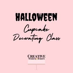Halloween cupcakes with Halloween cupcake decorating class wording