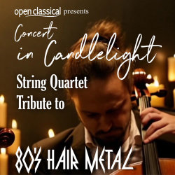 Cellist performing concert in candlelight.
