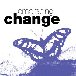 The embracing change event logo which is primarily made up of a butterfly.
