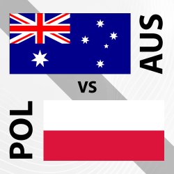 Australia (AUS) Flag versus Poland (POL) Flag