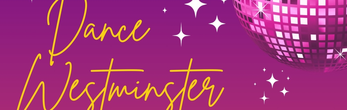 A glitter ball and stars promoting Dance Westminster