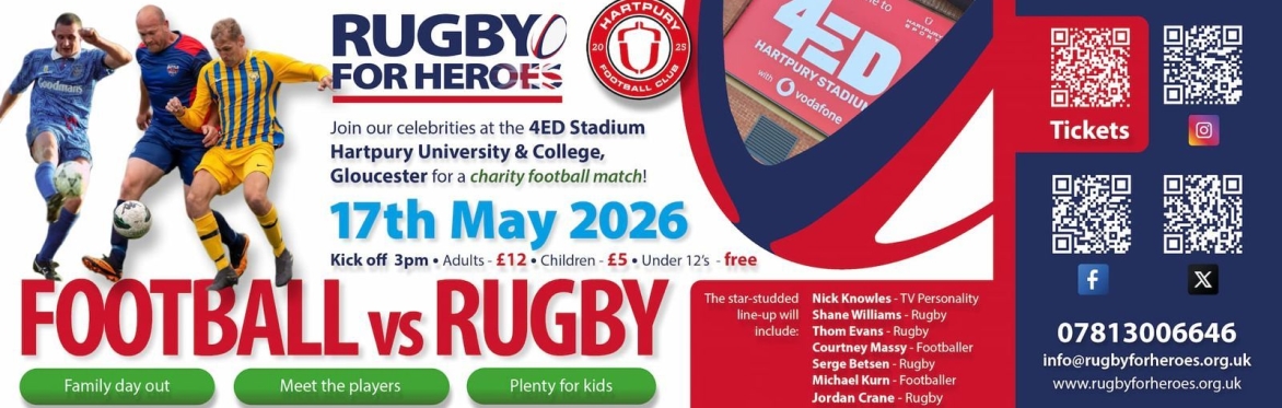 Rugby for Heroes Celebrity Football Match Celebrity XI vs Gloucester City Legends