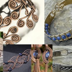 A collage of wire wrapped bracelets as example of possibilities