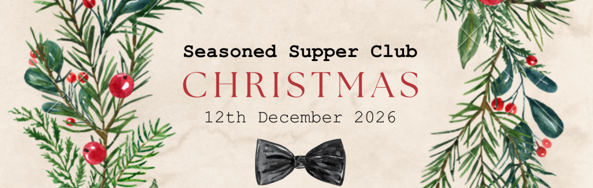 Promotional imagery for Christmas supper club, images of beef wellington, vegetables