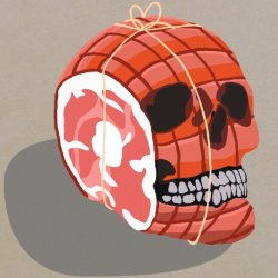 A skull made out of ham