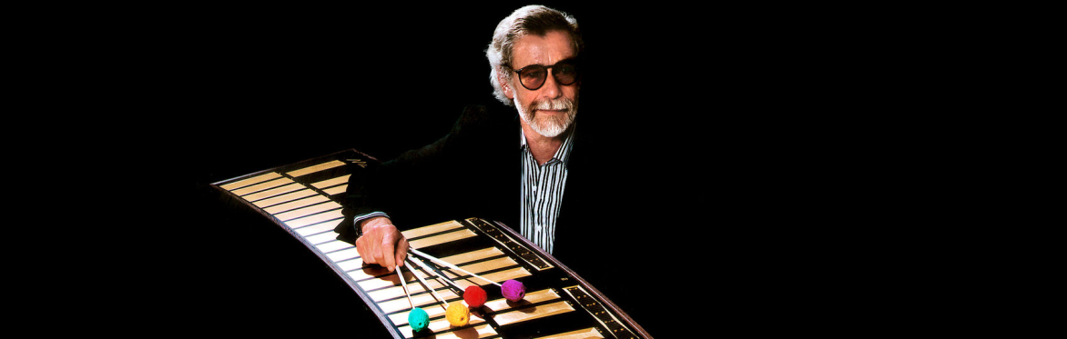 Don Buchla posting with the Marimba Lumina Gold