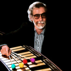 Don Buchla posing with the Marimba Lumina Gold