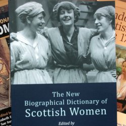 The images features the front cover of three publications about women's history in Scotland.