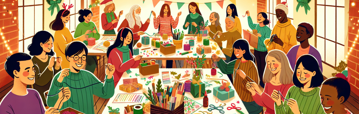 A cartoon of a group pf people being crafty