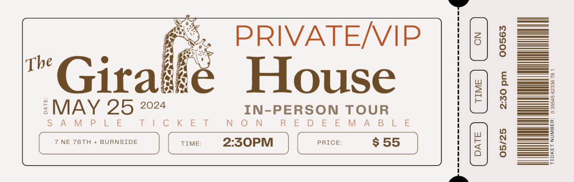 Tour ticket for a private / VIP event at the Giraffe House