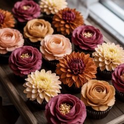 Autumn Buttercream Floral Cupcakes