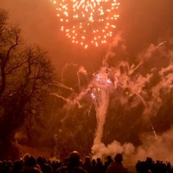 Event banner with fireworks image
