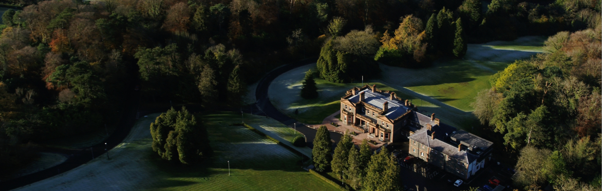 A view of Cultra Manor & its grounds from a drone above