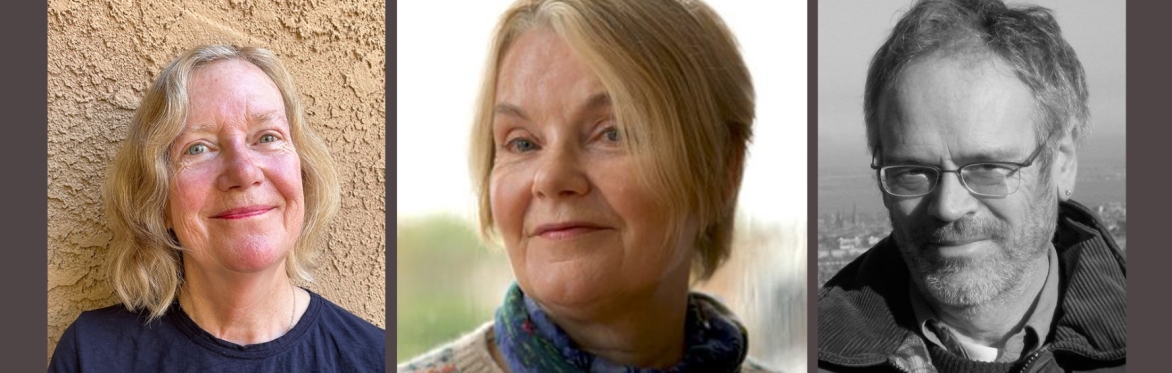 three authors Cynthia Rogerson, Lesley Glaister & Andrew Greig,