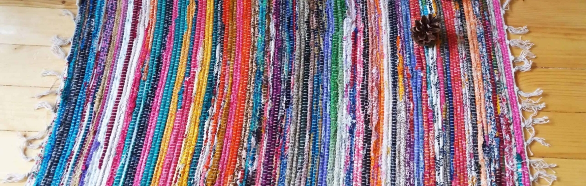 A colourful handmade rag rug