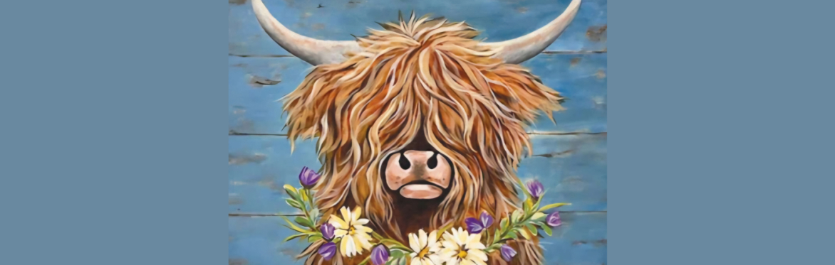 Summer Highland Cow Paint Party at Books In The Barn