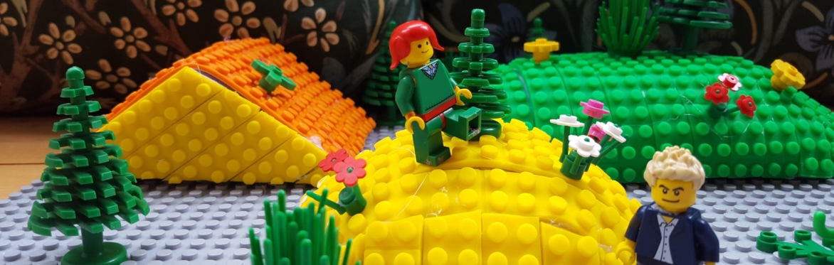 Lego hill with people