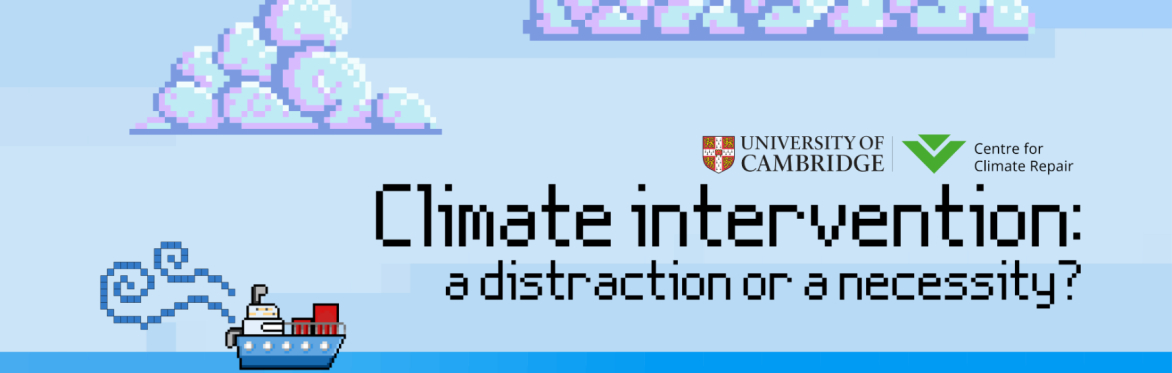 pixel image of boat and clouds with title of talk