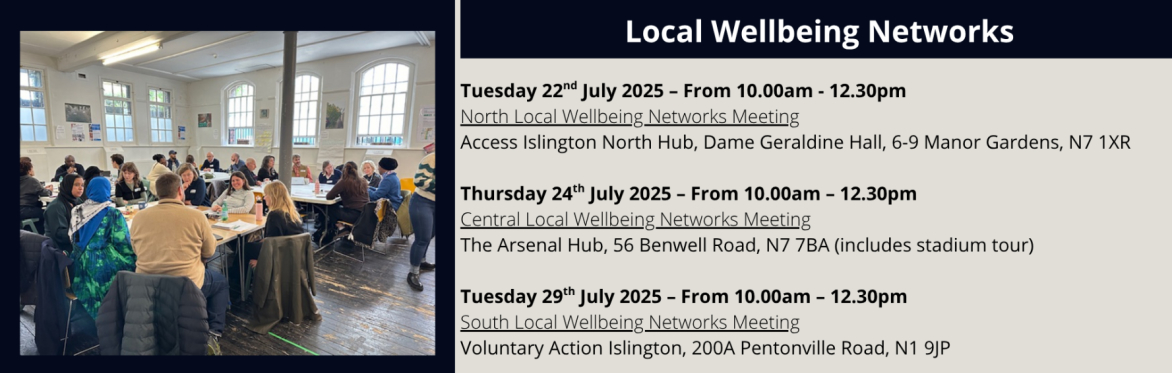 South Islington Local Wellbeing Networks Meeting - Voluntary Action Islington, 200A Pentonville Road, N1 9JP