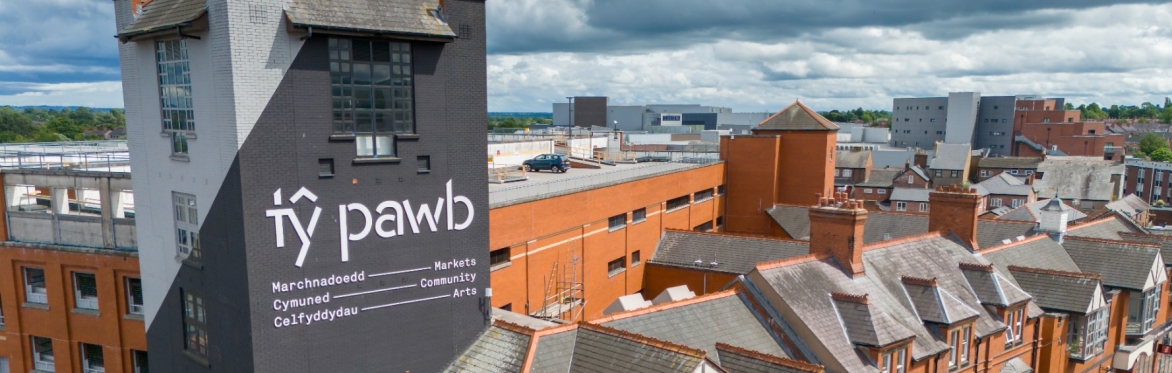 From: Visit Wales Brand Hub (https://assets.wales.com)  Asset ID: 747742  File Name: 747742-nvw-h22-2526-0068.jpg  Description: Ty Pawb, Wrexham, North East Wales.  Licence: Crown Copyright - Royalty