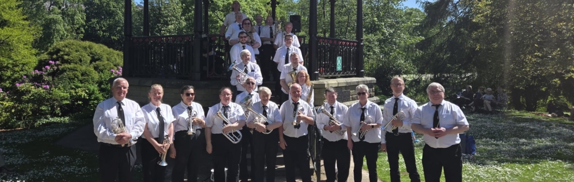 Florence Brass all lined up after performing at Ironbridge