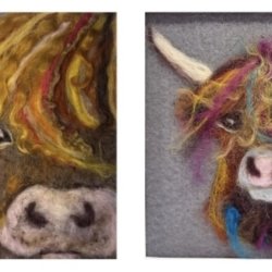 Needle Felted Highland Cow Picture