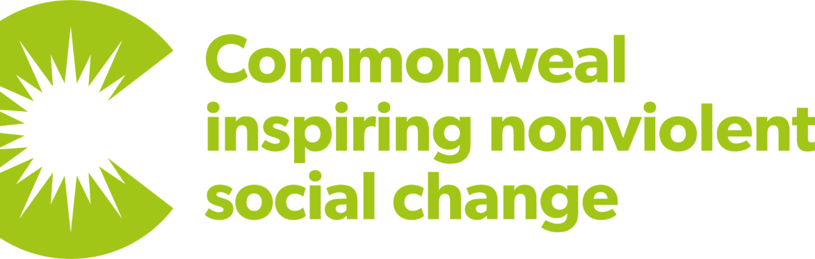 Commonweal logo saying Commonweal inspiring nonviolent social change in green