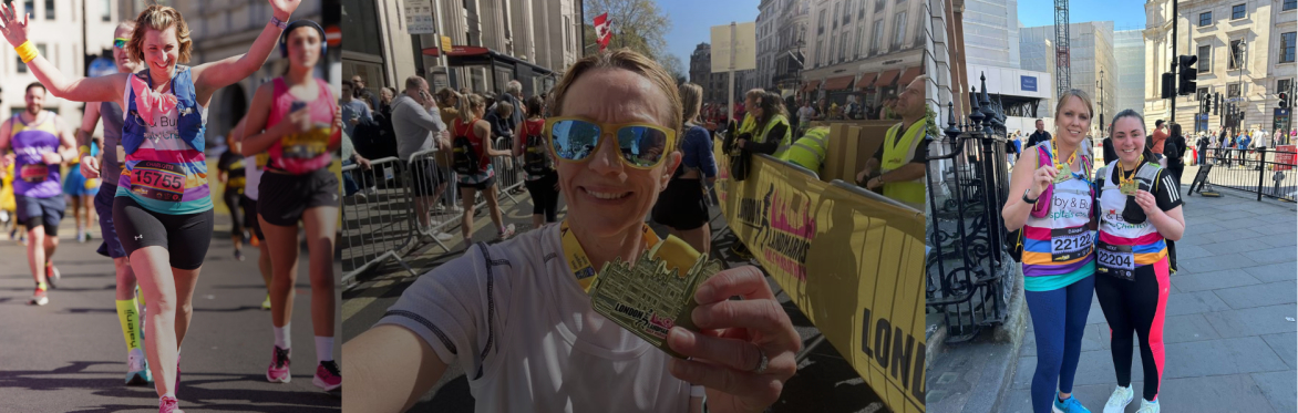 A women holding a london landmarks medal