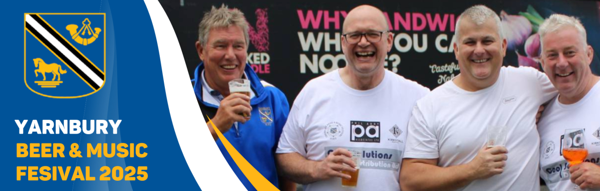 Several jovial gents raise a glass of beer