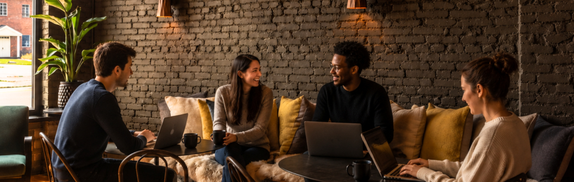 friends enjoying free coworking space Asheville NC