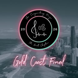 Picture of The Songwriting Prize logo with the text "Gold Coast Semi Final" on a background image of the Gold Coast