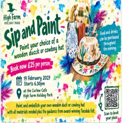 Sip and Paint evening- Cowboy Hats and Bamboo Root Ducks at Curlew Cafe