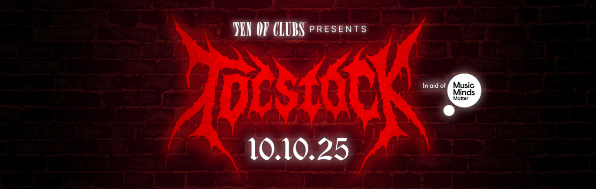 Promotional poster for TOCstock alternative metal festival hosted by TEN OF CLUBS