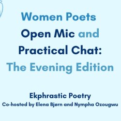 Open Mic and Practical Chat: The evening edition - blue text on a blue background