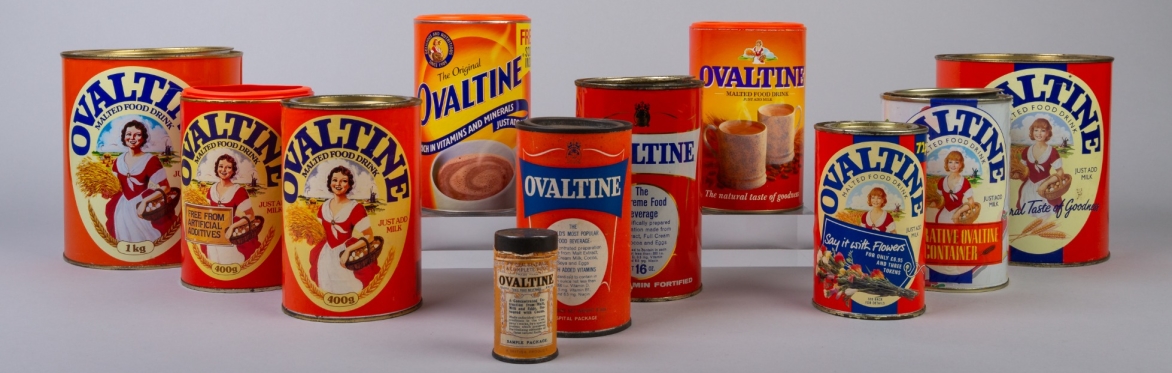 Three Ovaltine tins