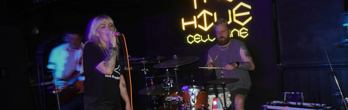 A rock band mid performance