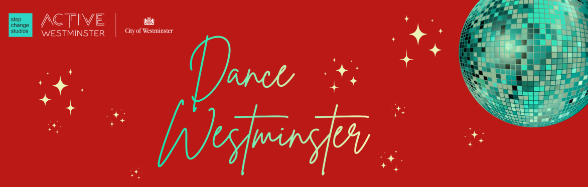 A glitter ball and stars promoting Dance Westminster