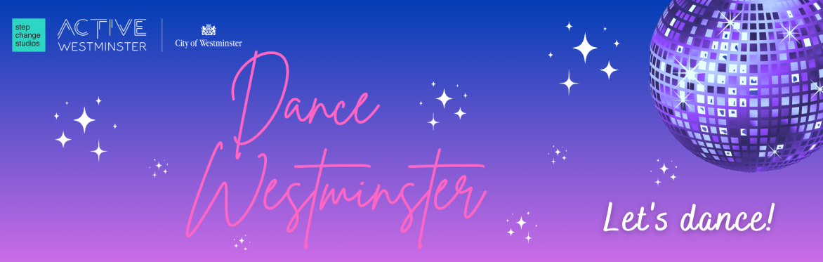 A glitter ball and stars promoting Dance Westminster