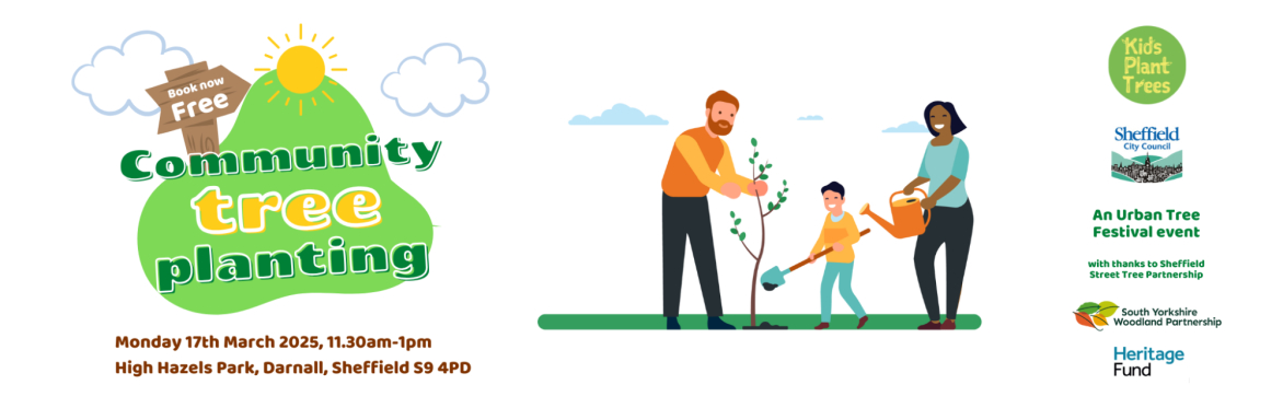 Community tree planting event at High Hazels Park, Darnall