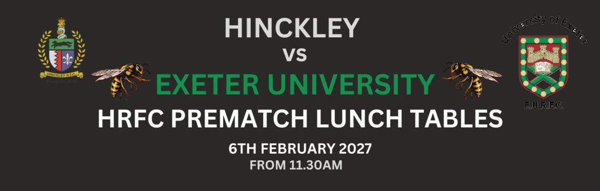 HRFC PREMATCH LUNCH - Sat  6th FEB vs EXETER UNIVERSITY