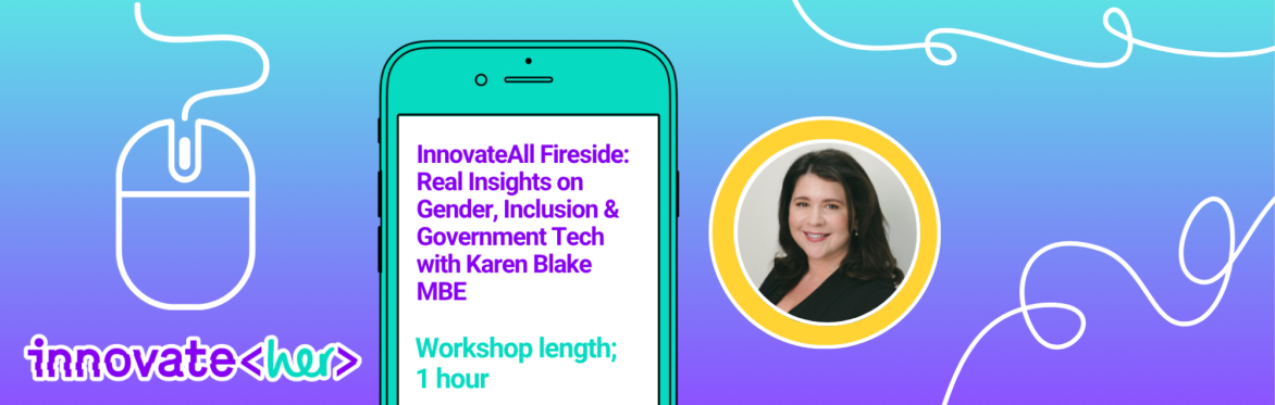 Event header image. Background blue to purple ombre with white lines and a white outline of a computer mouse for design. A mobile phone graphic with the event title in. The guest speaker's logo.