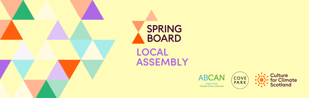 SPRINGBOARD local assembly graphic with colourful triangles and organisation logos