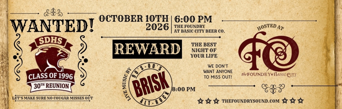 STUART'S DRAFT HIGH SCHOOL CLASS OF 1996 — 30TH YEAR REUNION! Featuring BRISK