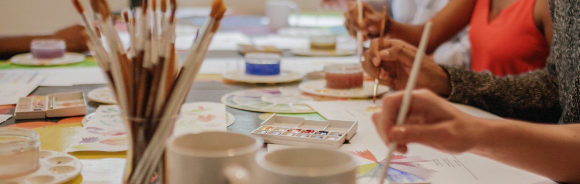image of water colour painting equipment and materials at M.Y.O